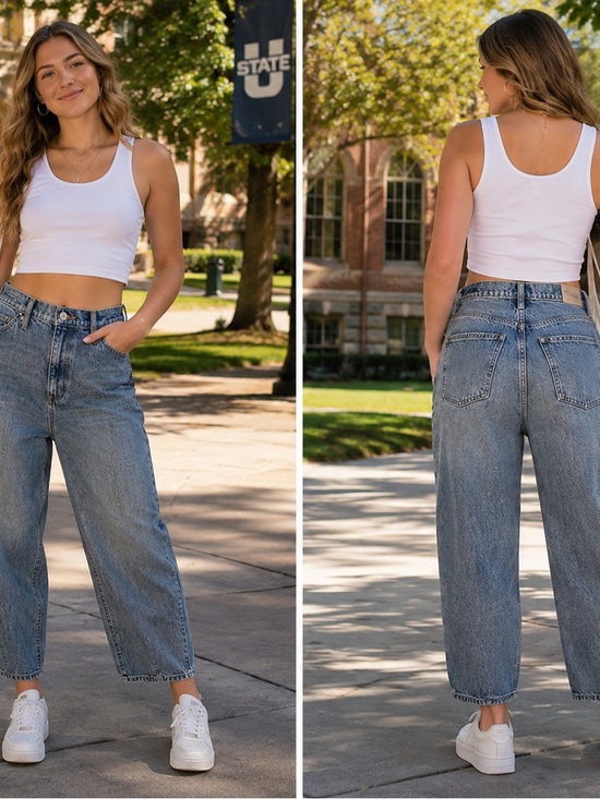 Universal Thread Denim - Barrel High-Rise Relaxed Fit Women’s Jeans - Light Blue